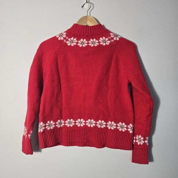 Madewell Floral Hazelwood Pullover SweaterRed Crewneck Boxy Fit Wool Sz Small - Picture 11 of 12